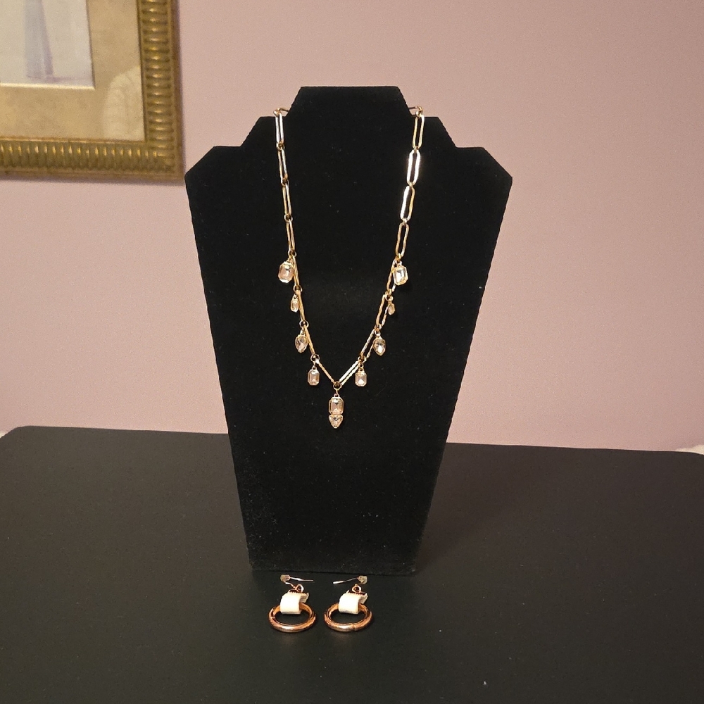 Elegant Rose Gold Necklace and Earring Set